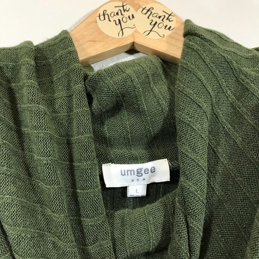 green sleeveless cowl turtleneck tunic blouse top - Picture 5 of 8